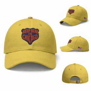 Keep Bear In Chicago CFB Baseball Cap Gift For Football Lovers TS12 Baseball Cap Universal Fit Yellow Print Your Wear