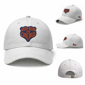 Keep Bear In Chicago CFB Baseball Cap Gift For Football Lovers TS12 Baseball Cap Universal Fit White Print Your Wear