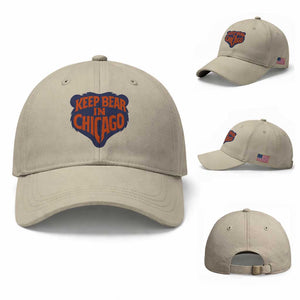 Keep Bear In Chicago CFB Baseball Cap Gift For Football Lovers TS12 Baseball Cap Universal Fit Beige Print Your Wear