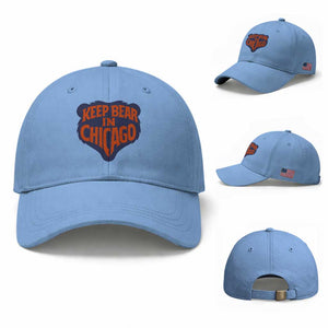 Keep Bear In Chicago CFB Baseball Cap Gift For Football Lovers TS12 Baseball Cap Universal Fit Light Blue Print Your Wear