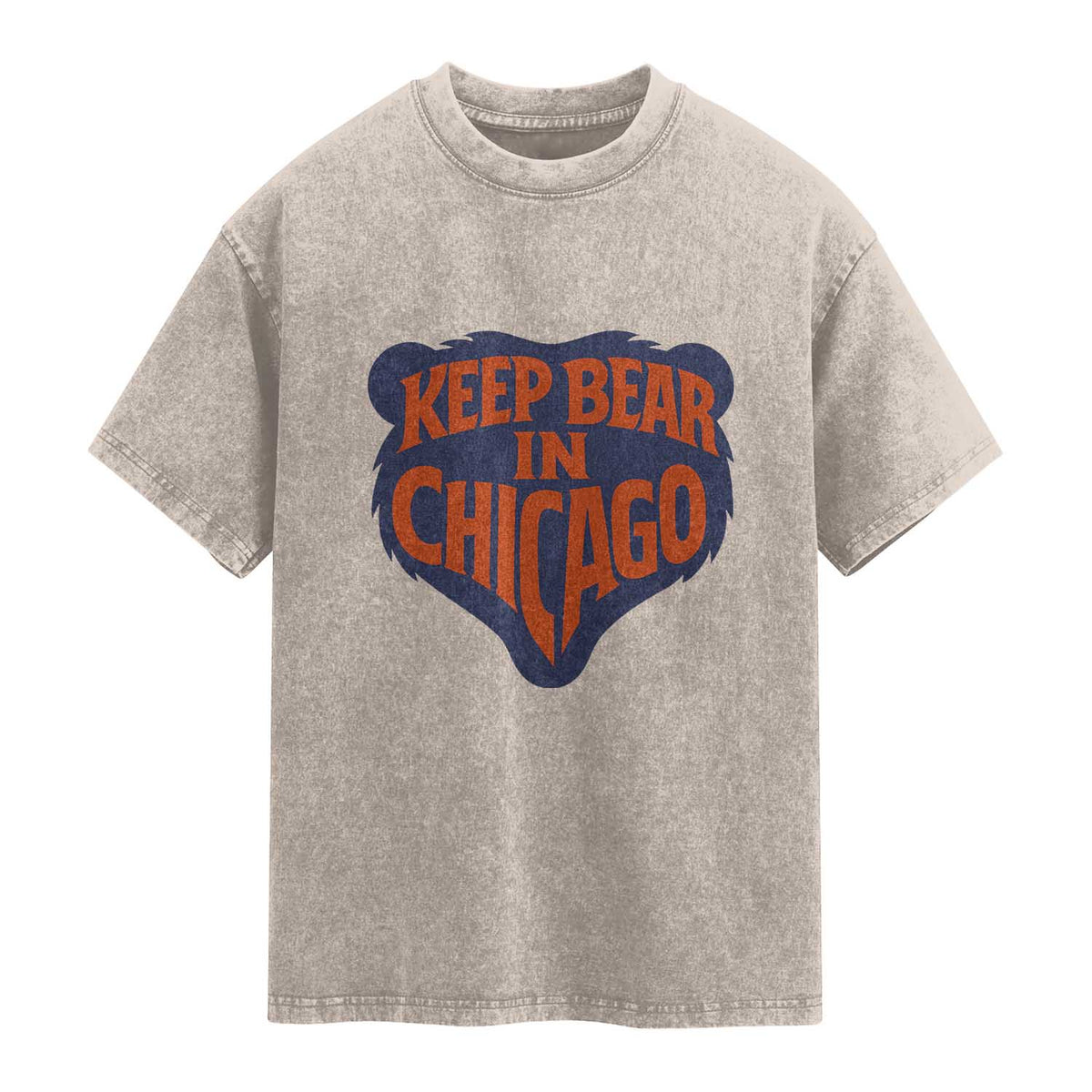 Keep Bear In Chicago CFB Washed Cotton T-Shirt Gift For Football Lovers