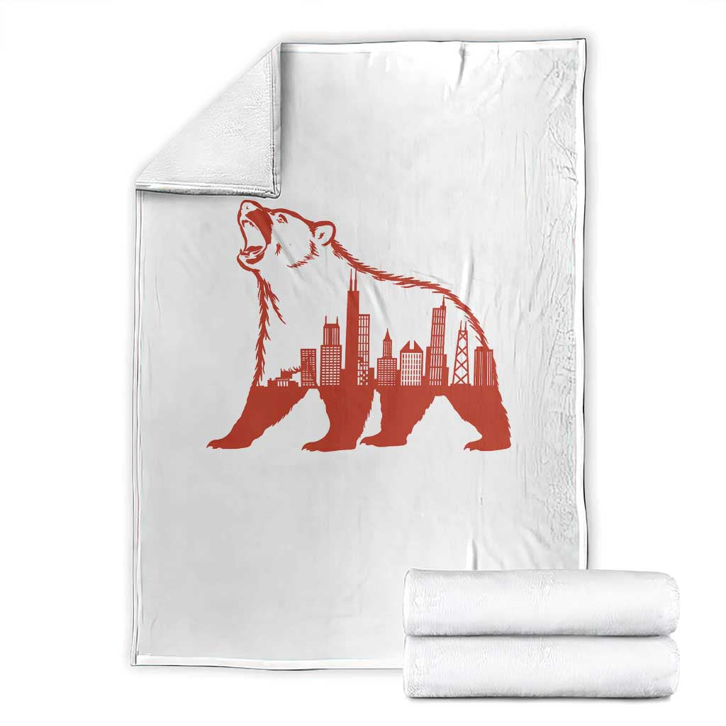 Chicago Skyline Bear Throw Blanket Urban Streetwear Gift TS12 White Print Your Wear