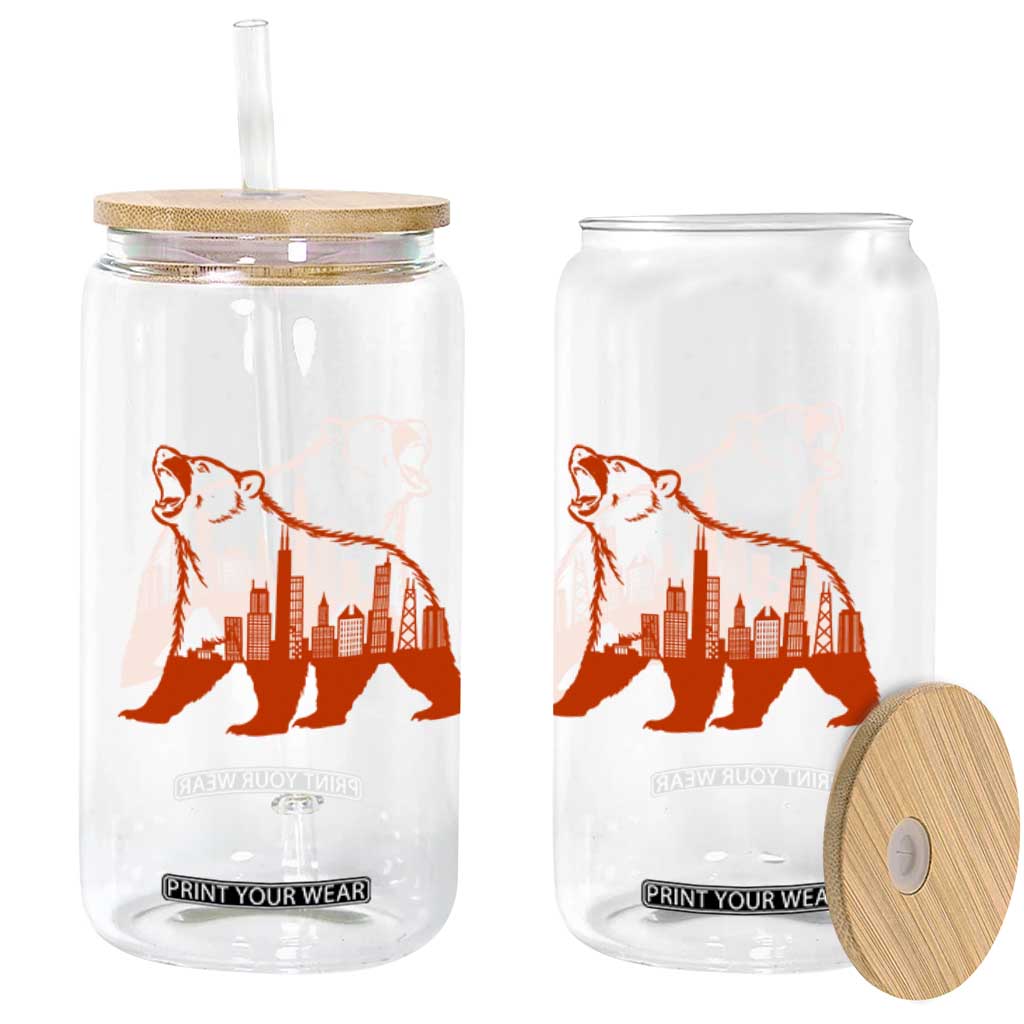 Chicago Skyline Bear Glass Can Urban Streetwear Gift TS12 Print Your Wear