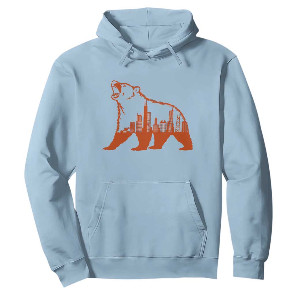 Chicago Skyline Bear Hoodie Urban Streetwear Gift TS12 Light Blue Print Your Wear