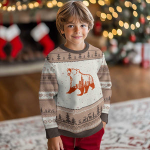 Chicago Skyline Bear Ugly Christmas Sweater Urban Streetwear Gift TS12 Mocha Mousse Print Your Wear