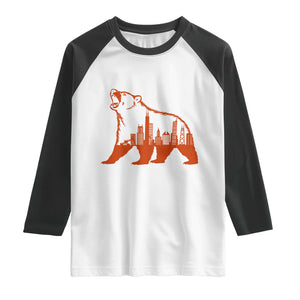 Chicago Skyline Bear Raglan Shirt Urban Streetwear Gift TS12 White Black Print Your Wear