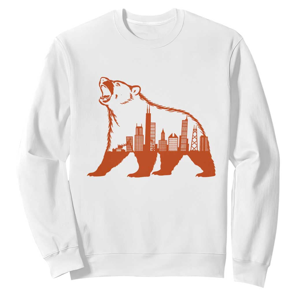 Chicago Skyline Bear Sweatshirt Urban Streetwear Gift TS12 White Print Your Wear