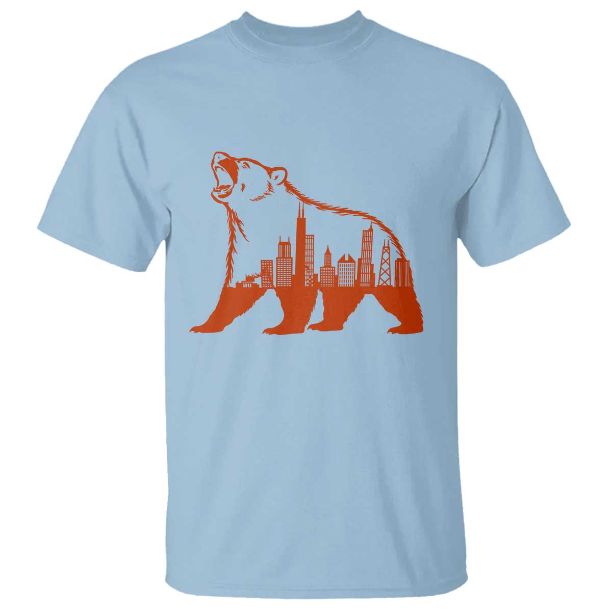 Chicago Skyline Bear T Shirt Urban Streetwear Gift TS12 Light Blue Print Your Wear