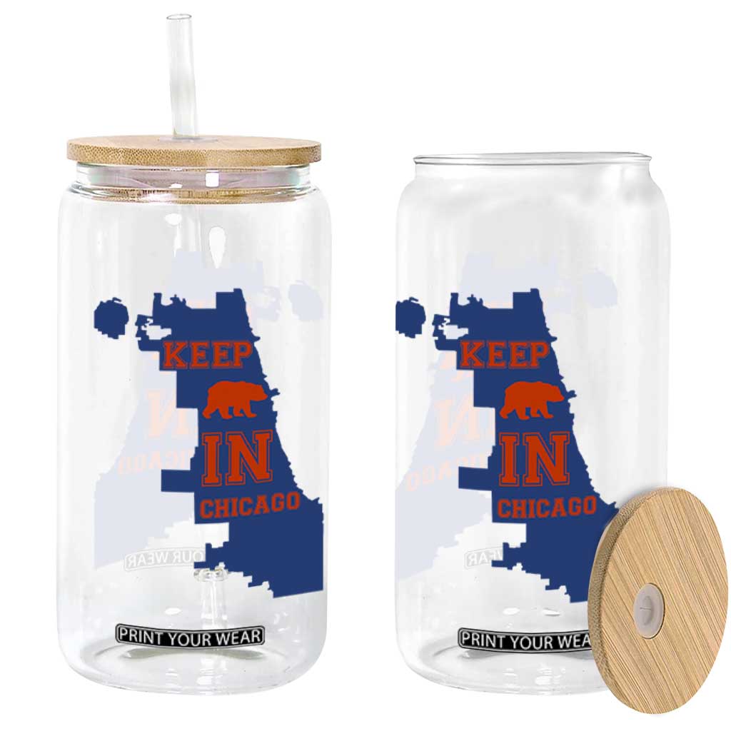 Chicago Map Bear Keep The Team Glass Can Funny City Pride Gift TS12 Print Your Wear