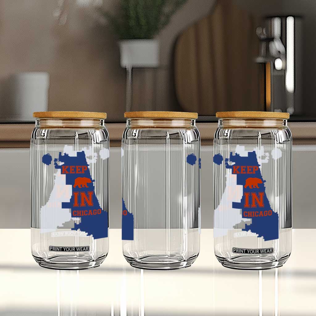 Chicago Map Bear Keep The Team Glass Can Funny City Pride Gift TS12 Print Your Wear