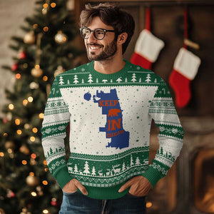 Chicago Map Bear Keep The Team Ugly Christmas Sweater Funny City Pride Gift TS12 Beige Green Print Your Wear