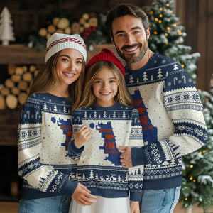 Chicago Map Bear Keep The Team Ugly Christmas Sweater Funny City Pride Gift TS12 Beige Navy Print Your Wear