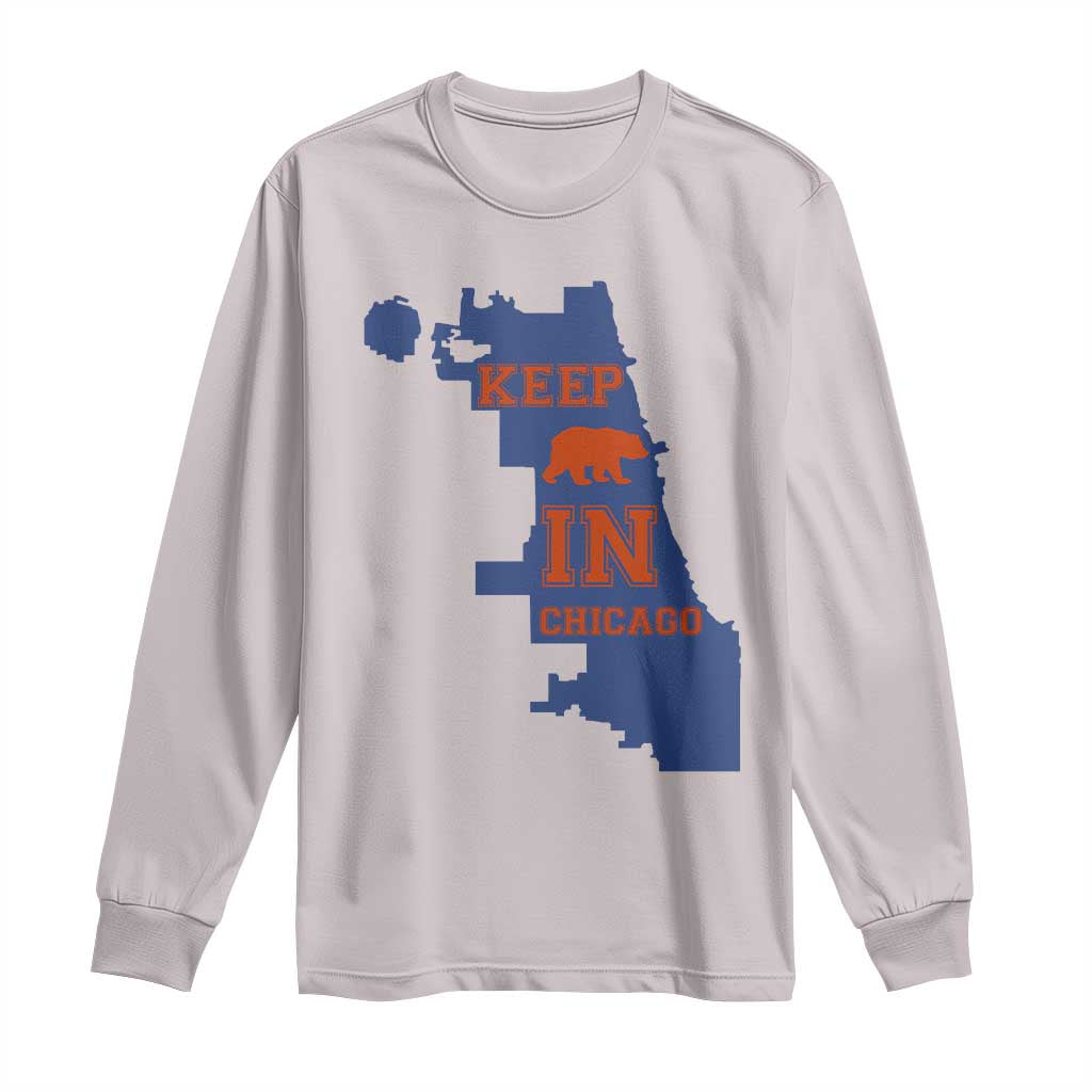 Chicago Map Bear Keep The Team Long Sleeve Shirt Funny City Pride Gift TS12 Ice Gray Print Your Wear