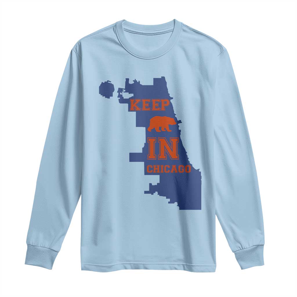 Chicago Map Bear Keep The Team Long Sleeve Shirt Funny City Pride Gift TS12 Light Blue Print Your Wear