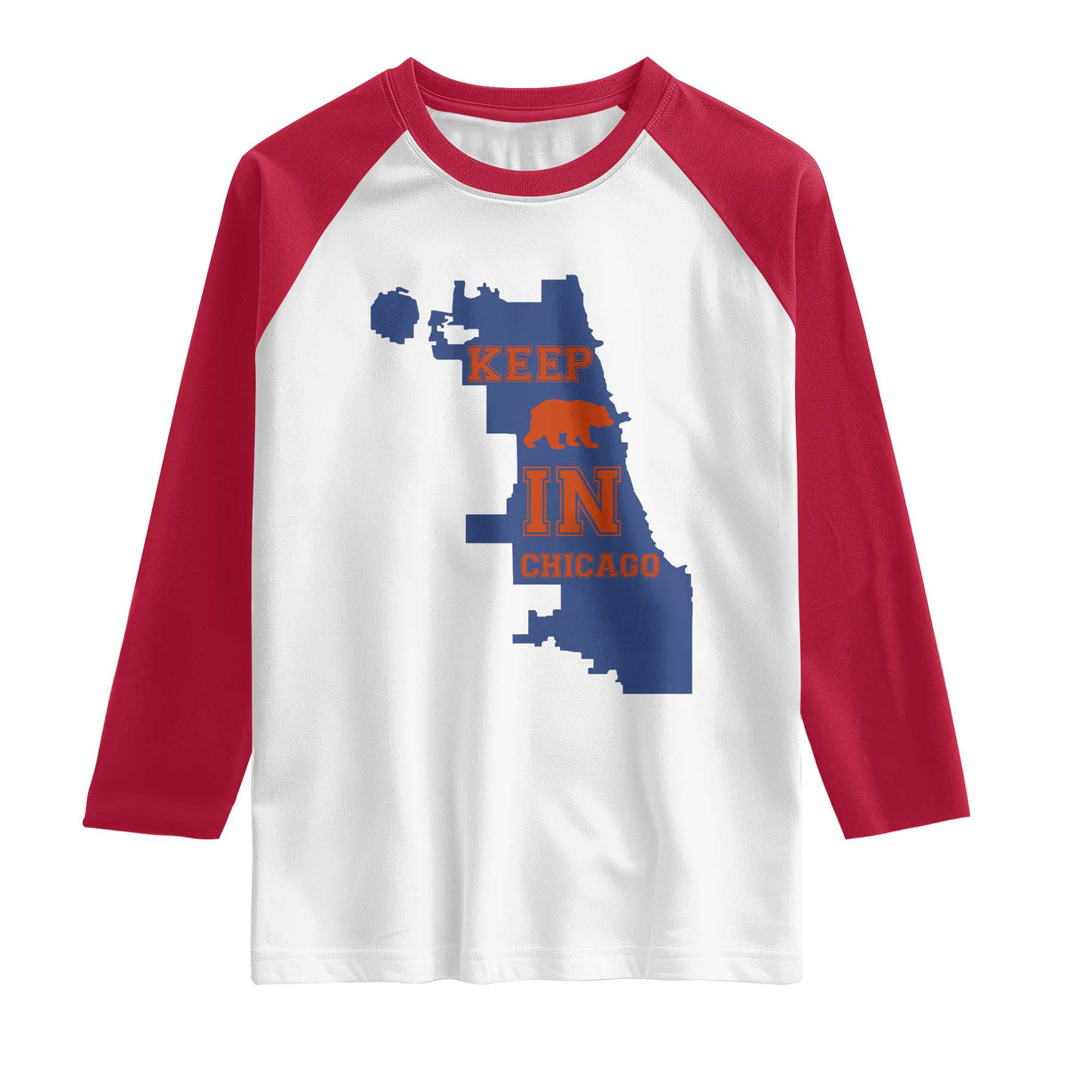 Chicago Map Bear Keep The Team Raglan Shirt Funny City Pride Gift TS12 White Red Print Your Wear