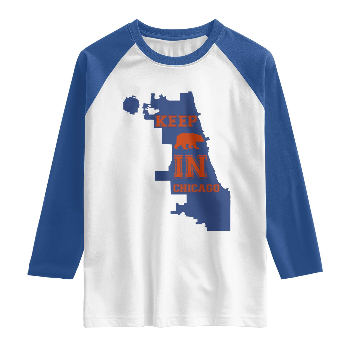 Chicago Map Bear Keep The Team Raglan Shirt Funny City Pride Gift TS12 White Royal Print Your Wear