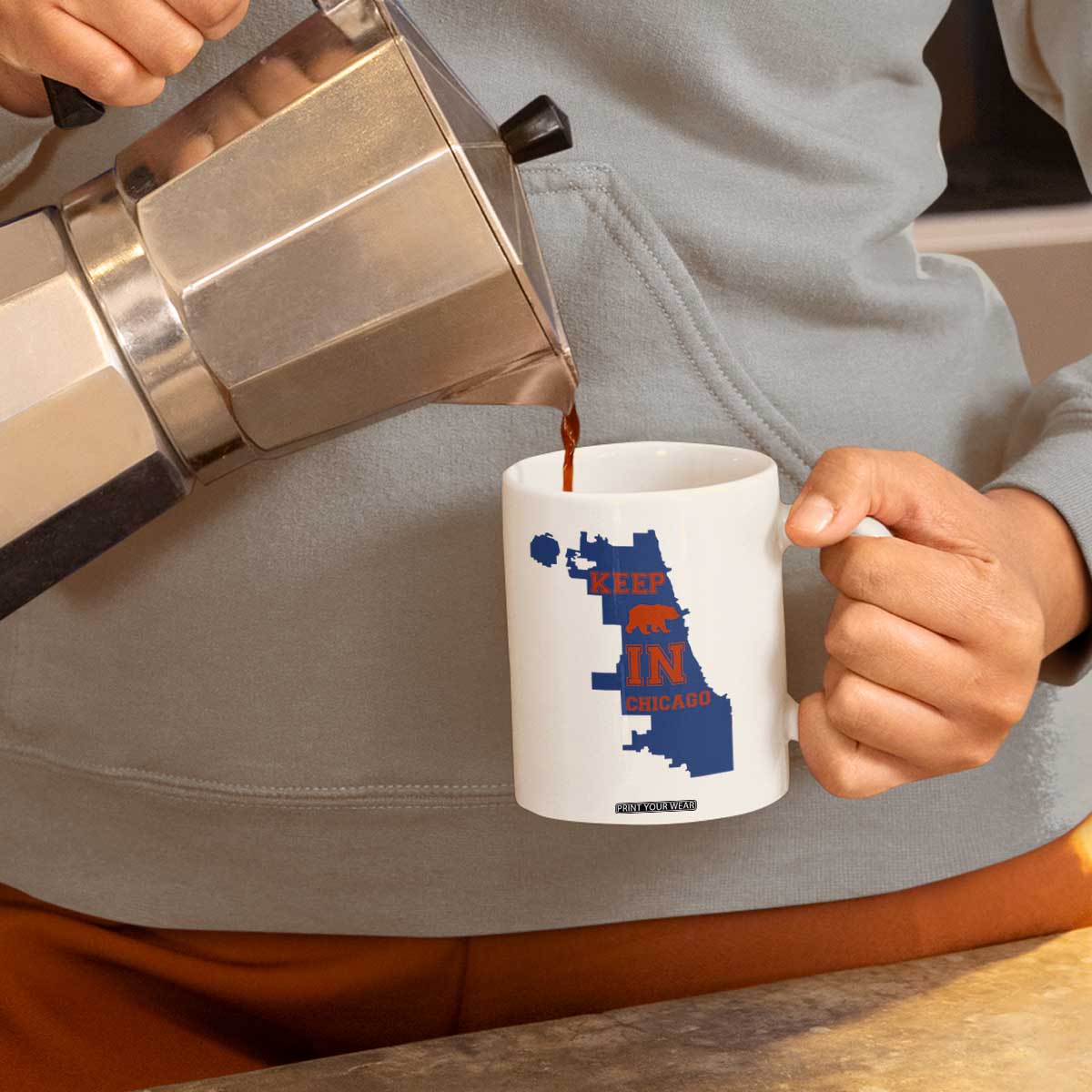 Chicago Map Bear Keep The Team Coffee Mug Funny City Pride Gift TS12 Print Your Wear
