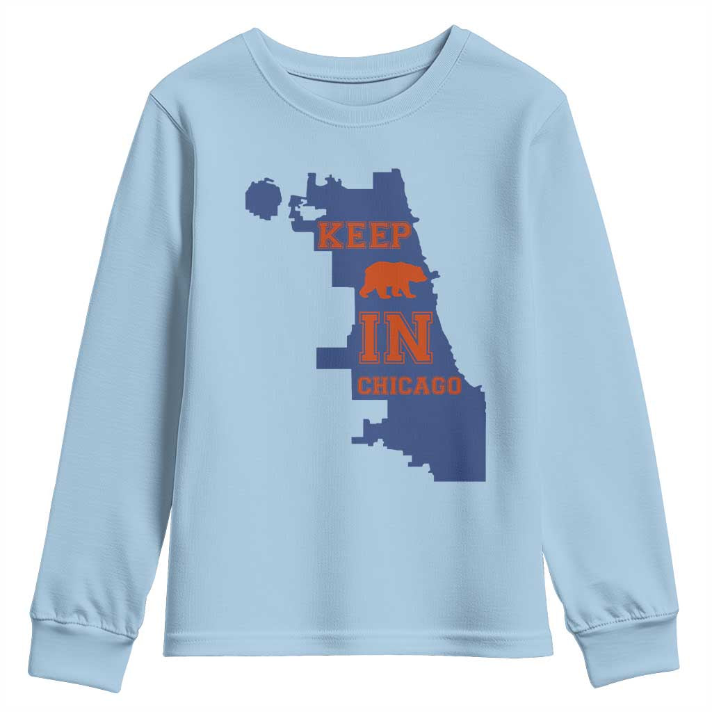 Chicago Map Bear Keep The Team Youth Sweatshirt Funny City Pride Gift TS12 Light Blue Print Your Wear