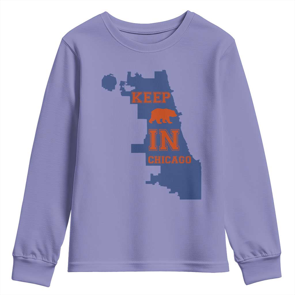 Chicago Map Bear Keep The Team Youth Sweatshirt Funny City Pride Gift TS12 Violet Print Your Wear