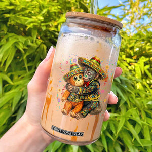 Funny Punch Baby Monkey Cinco De Mayo Glass Can Mexican Fiesta Gift TS12 Black Print Your Wear