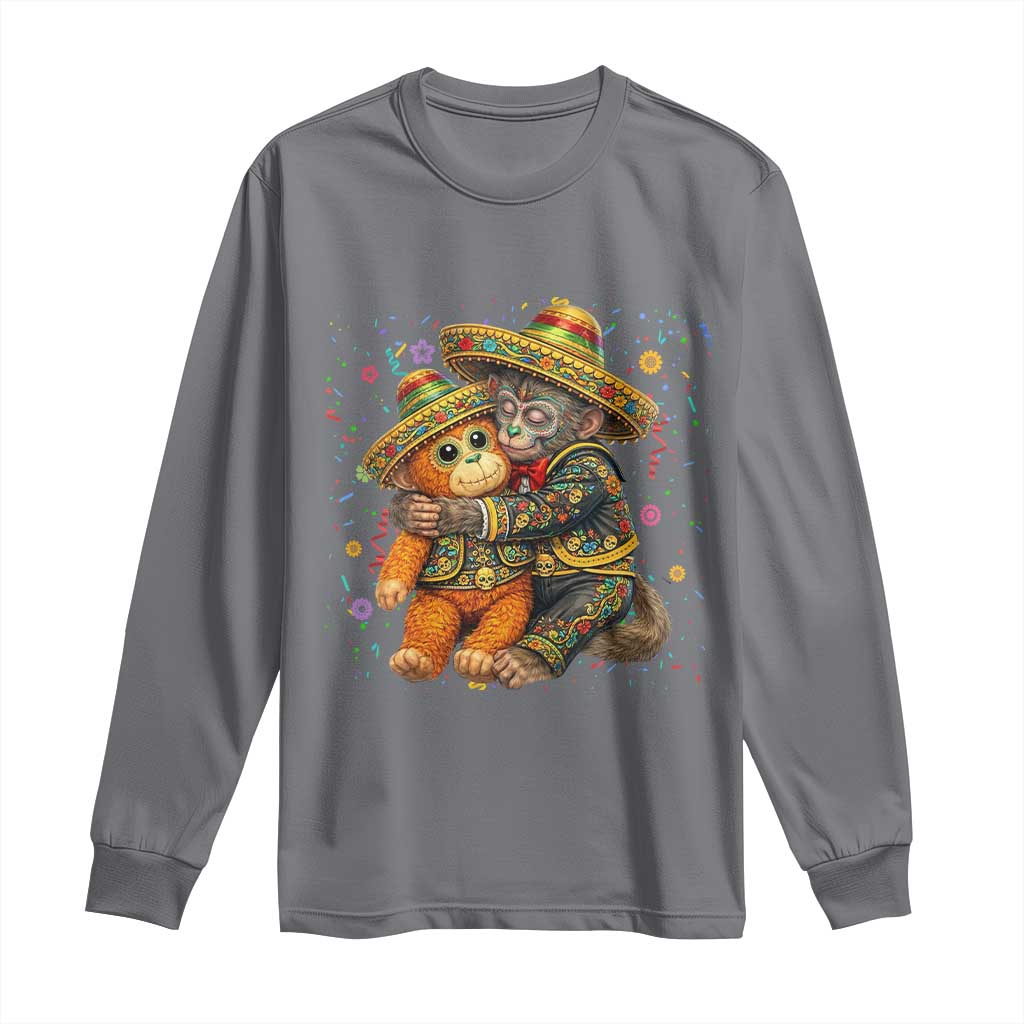 Funny Punch Baby Monkey Cinco De Mayo Long Sleeve Shirt Mexican Fiesta Gift TS12 Charcoal Print Your Wear