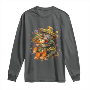 Funny Punch Baby Monkey Cinco De Mayo Long Sleeve Shirt Mexican Fiesta Gift TS12 Dark Heather Print Your Wear