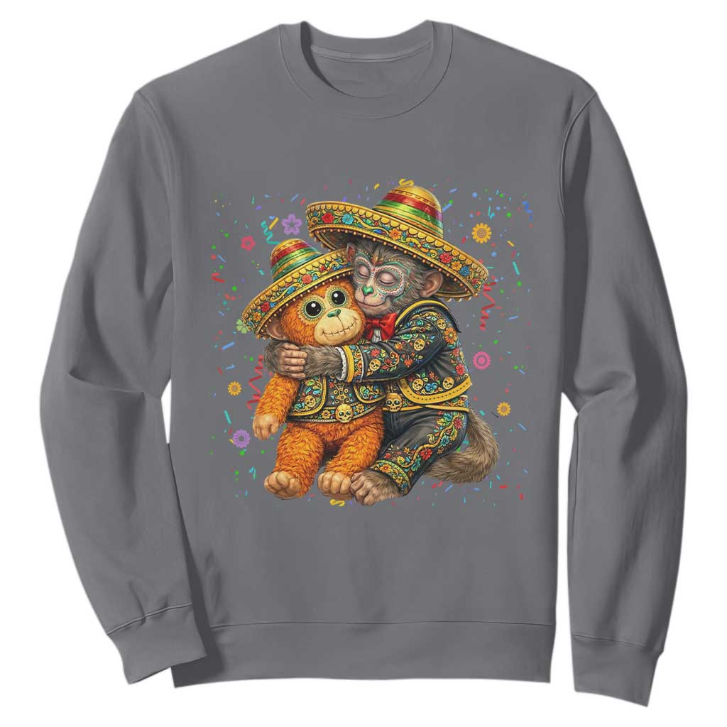 Funny Punch Baby Monkey Cinco De Mayo Sweatshirt Mexican Fiesta Gift TS12 Charcoal Print Your Wear