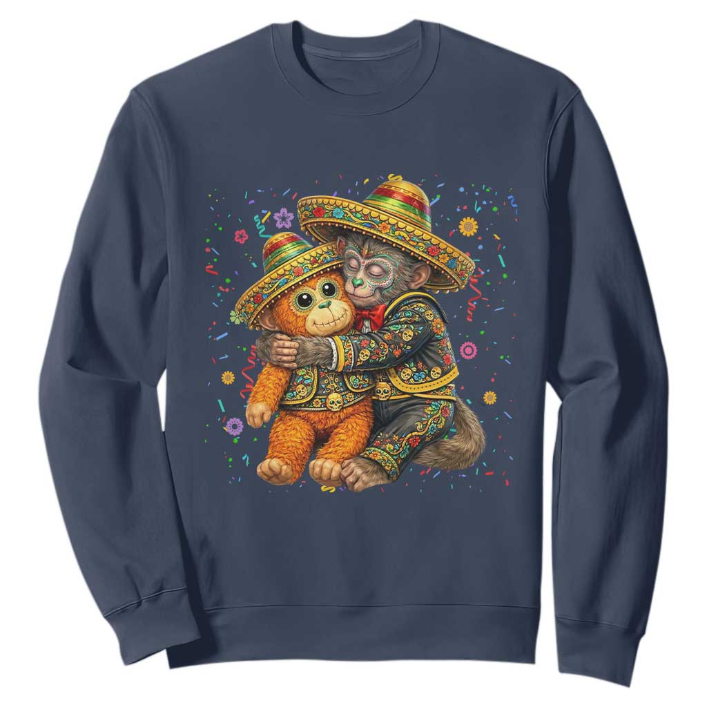 Funny Punch Baby Monkey Cinco De Mayo Sweatshirt Mexican Fiesta Gift TS12 Navy Print Your Wear