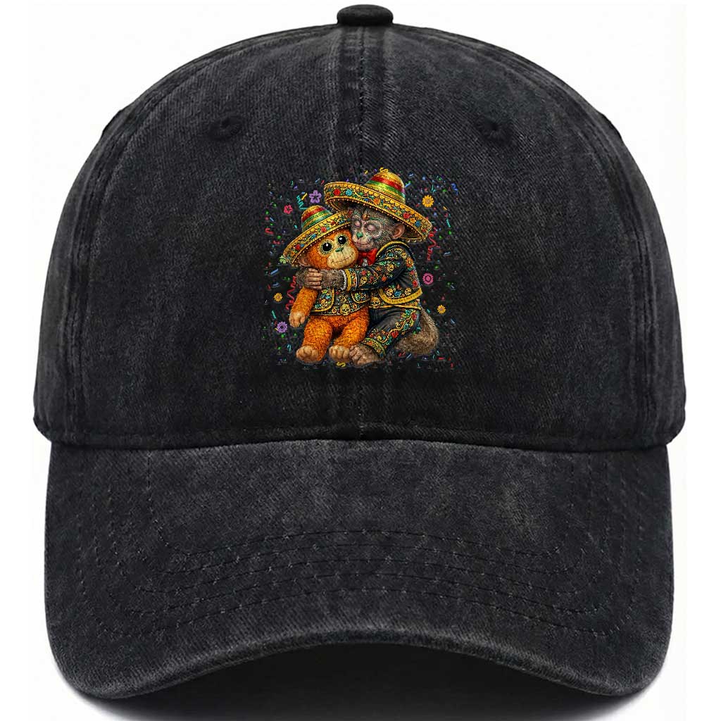 Funny Punch Baby Monkey Cinco De Mayo Washed Cotton Baseball Cap Mexican Fiesta Gift TS12 Print Your Wear