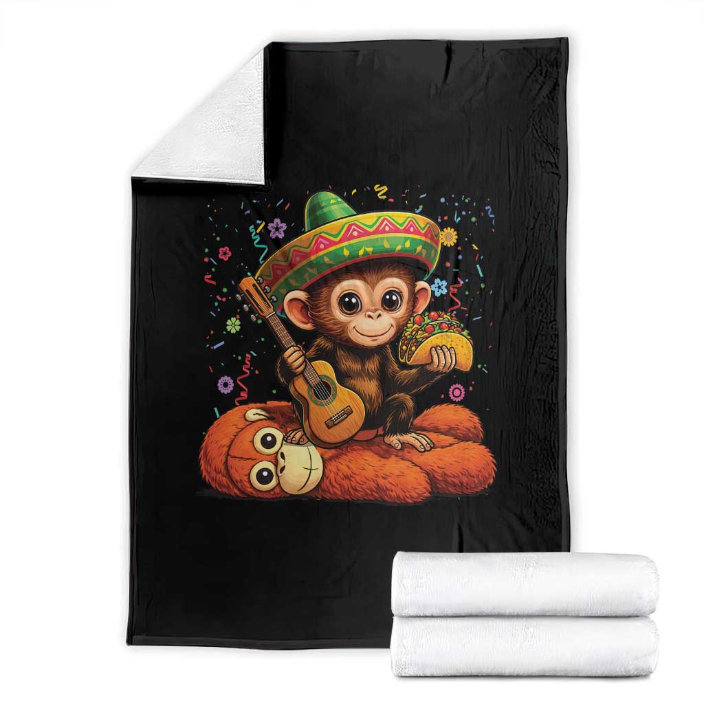 Cute Punch Baby Monkey Cinco De Mayo Throw Blanket Funny Animal Gift TS12 Black Print Your Wear