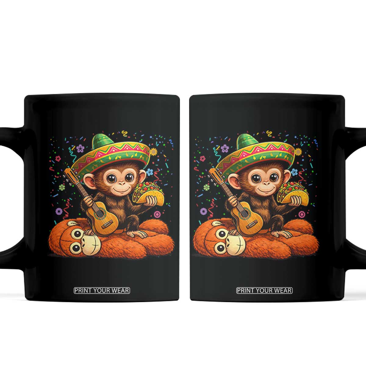 Cute Punch Baby Monkey Cinco De Mayo Coffee Mug Funny Animal Gift TS12 Black Print Your Wear