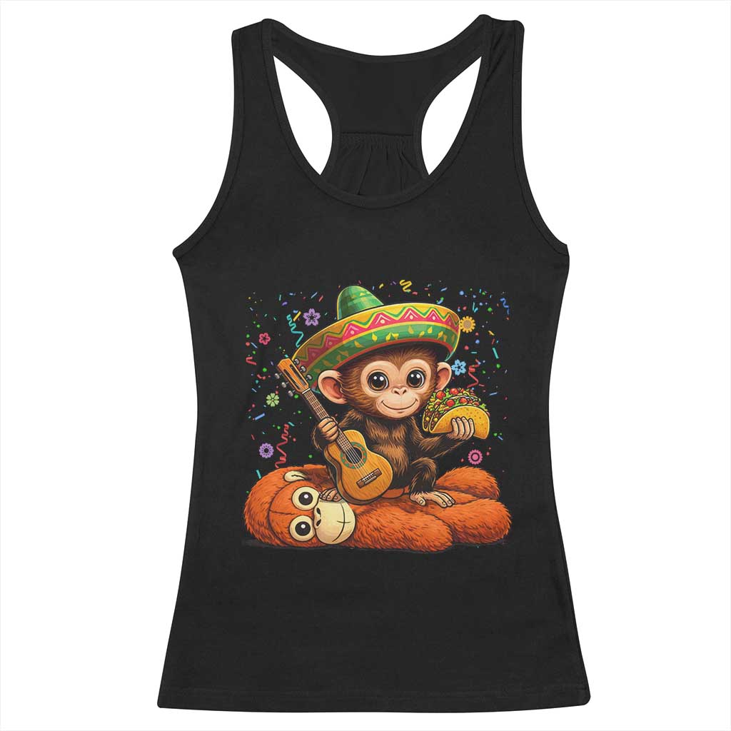 Cute Punch Baby Monkey Cinco De Mayo Racerback Tank Top Funny Animal Gift TS12 Black Print Your Wear