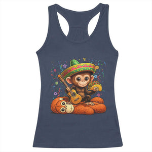 Cute Punch Baby Monkey Cinco De Mayo Racerback Tank Top Funny Animal Gift TS12 Navy Print Your Wear