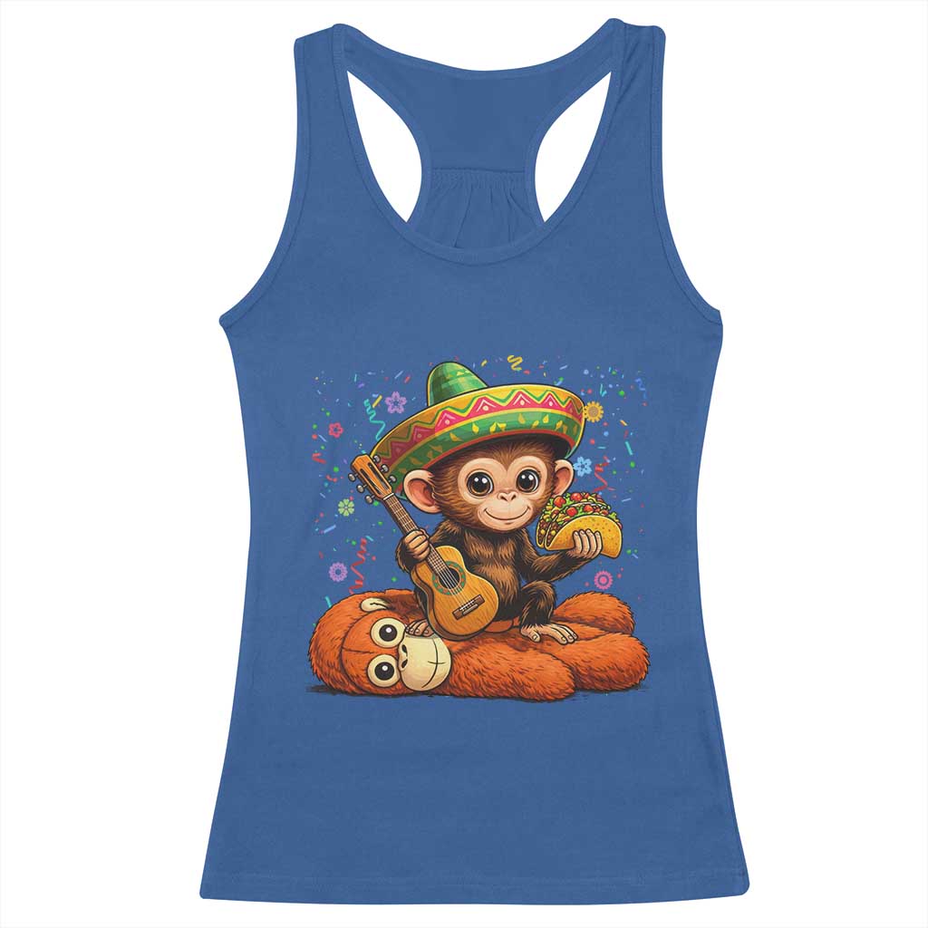 Cute Punch Baby Monkey Cinco De Mayo Racerback Tank Top Funny Animal Gift TS12 Royal Blue Print Your Wear