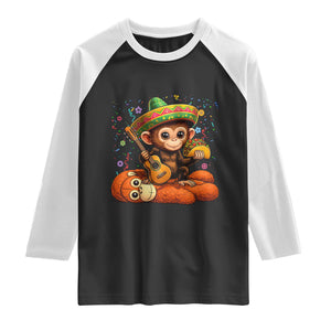 Cute Punch Baby Monkey Cinco De Mayo Raglan Shirt Funny Animal Gift TS12 Black White Print Your Wear