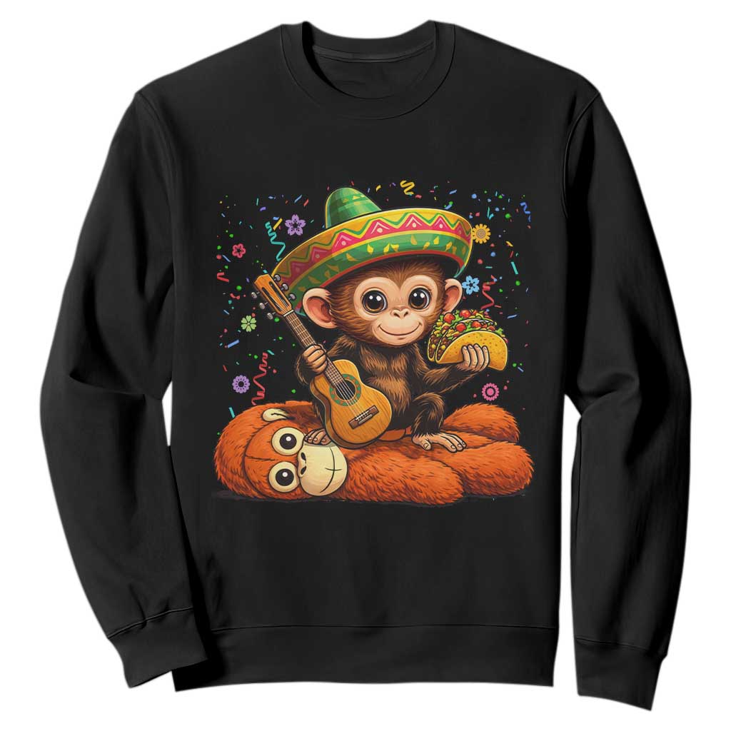 Cute Punch Baby Monkey Cinco De Mayo Sweatshirt Funny Animal Gift TS12 Black Print Your Wear