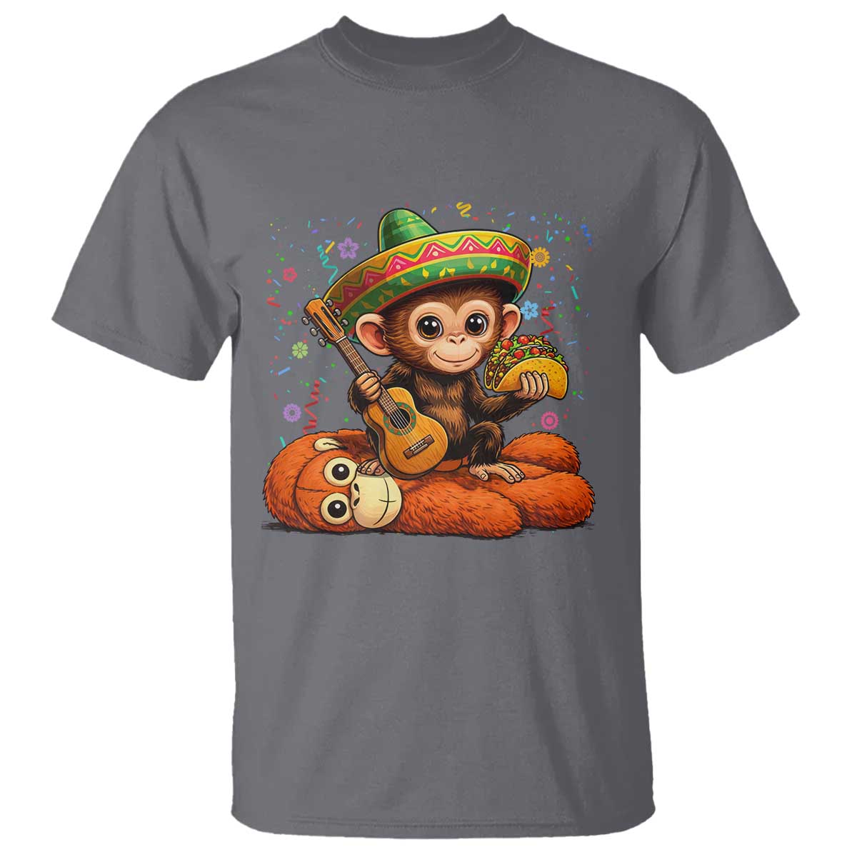 Cute Punch Baby Monkey Cinco De Mayo T Shirt Funny Animal Gift TS12 Charcoal Print Your Wear