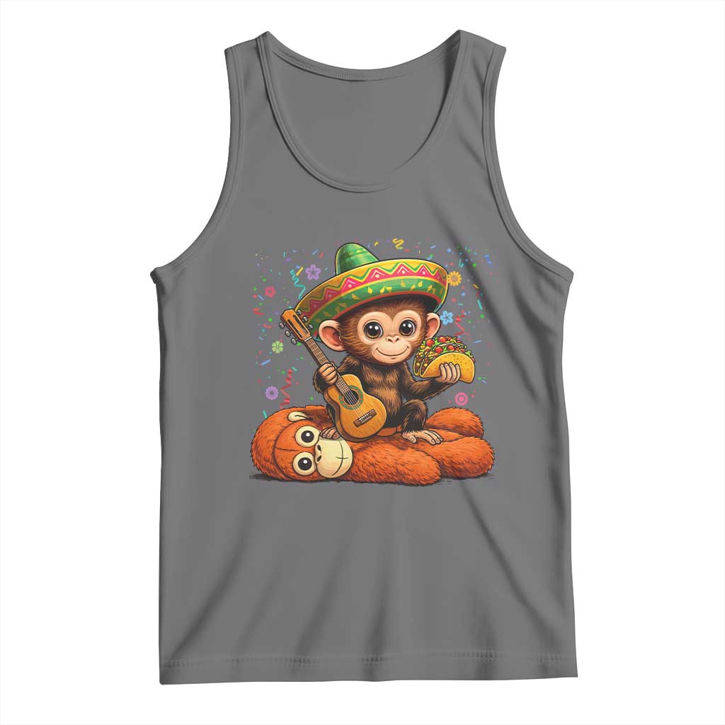 Cute Punch Baby Monkey Cinco De Mayo Tank Top Funny Animal Gift TS12 Black Heather Print Your Wear
