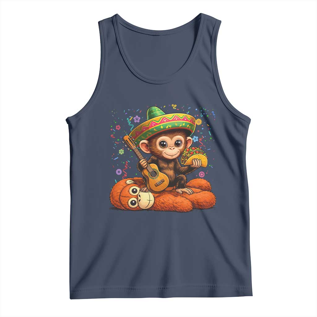 Cute Punch Baby Monkey Cinco De Mayo Tank Top Funny Animal Gift TS12 Navy Print Your Wear