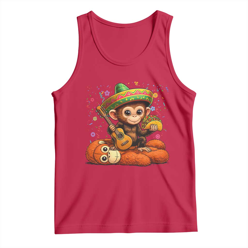 Cute Punch Baby Monkey Cinco De Mayo Tank Top Funny Animal Gift TS12 Red Print Your Wear