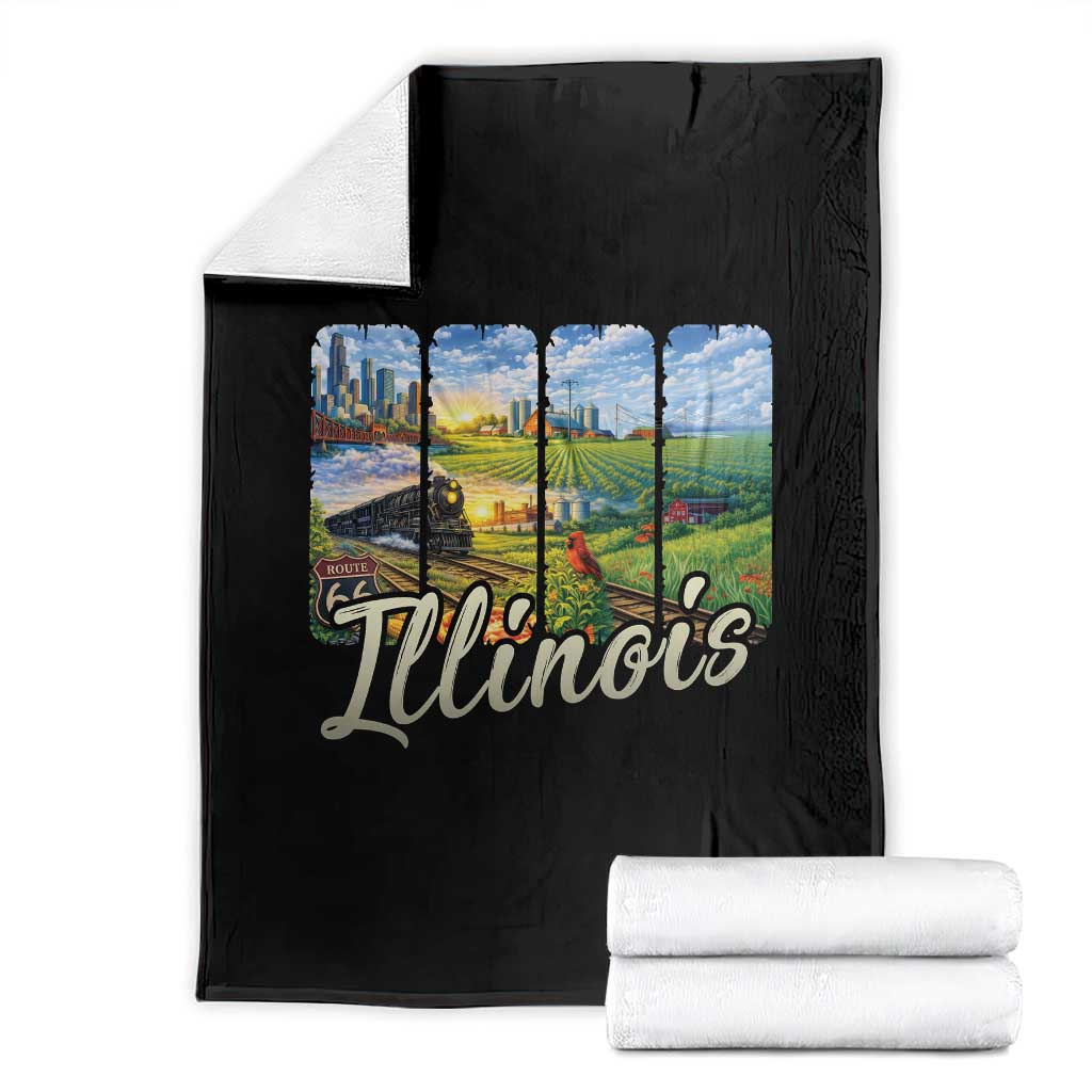 Vintage Illinois State Route Highway 66 Throw Blanket Southwest Souvenir TS12 Black Print Your Wear