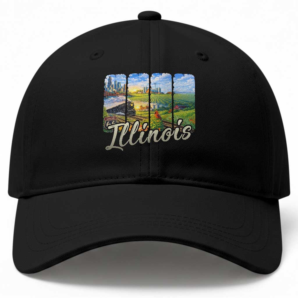 Vintage Illinois State Route Highway 66 Baseball Cap Southwest Souvenir TS12 Print Your Wear