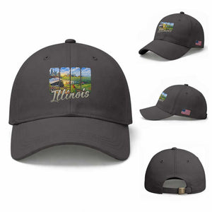 Vintage Illinois State Route Highway 66 Baseball Cap Southwest Souvenir TS12 Baseball Cap Universal Fit Dark Gray Print Your Wear