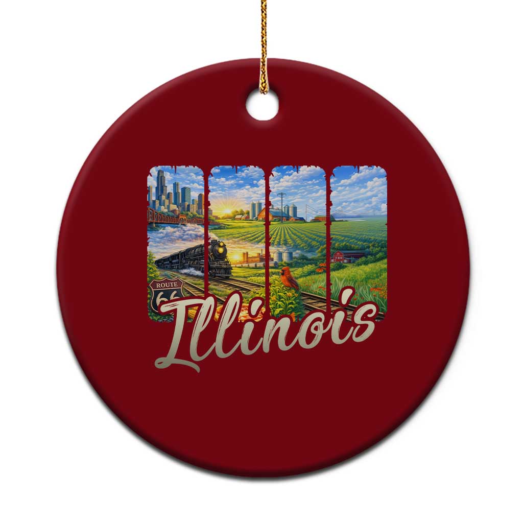 Vintage Illinois State Route Highway 66 Ceramic Ornament Southwest Souvenir TS12 1pc Red Print Your Wear