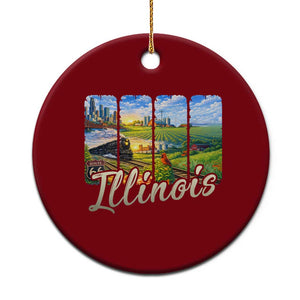 Vintage Illinois State Route Highway 66 Ceramic Ornament Southwest Souvenir TS12 1pc Red Print Your Wear