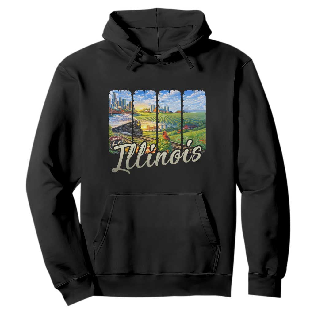 Vintage Illinois State Route Highway 66 Hoodie Southwest Souvenir TS12 Black Print Your Wear