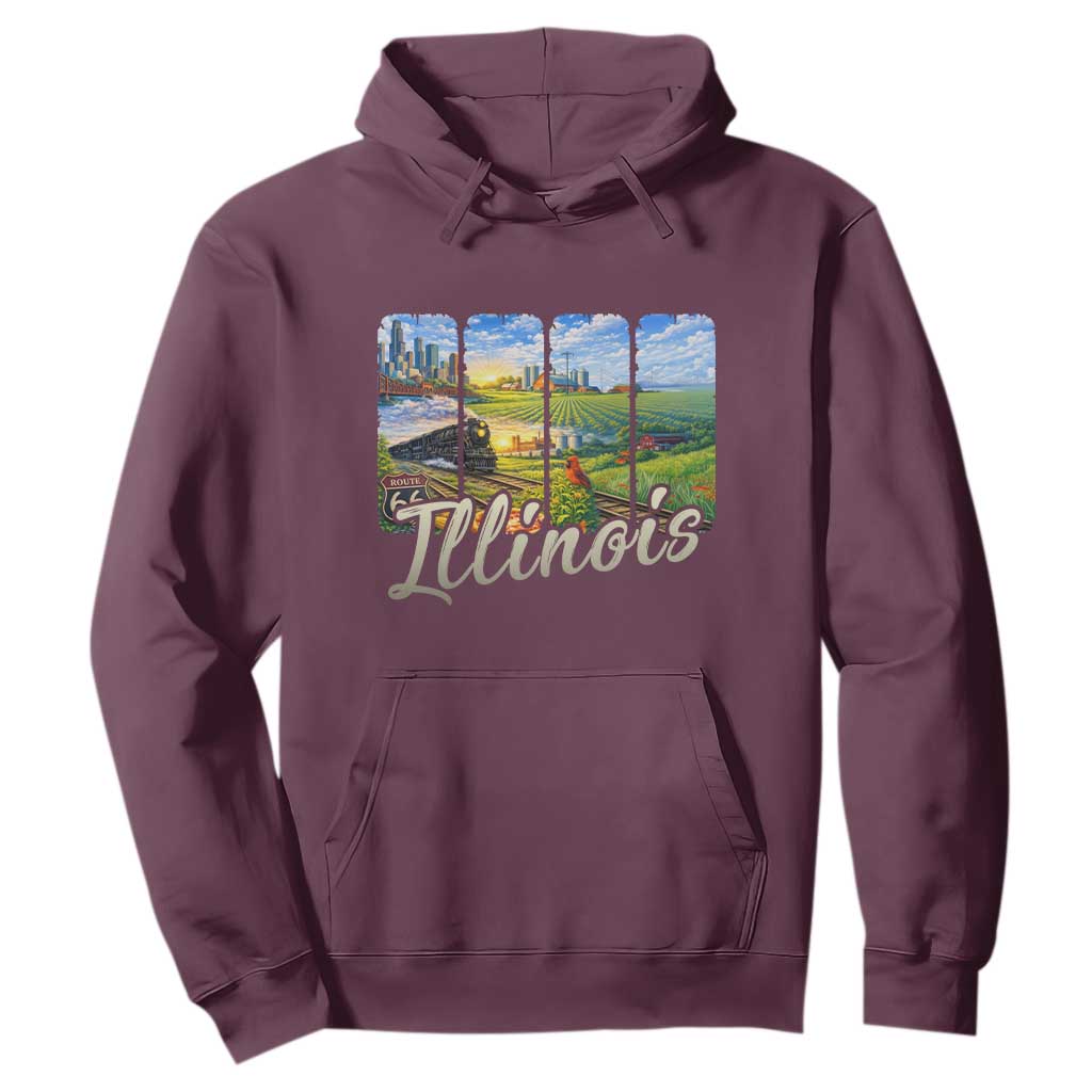 Vintage Illinois State Route Highway 66 Hoodie Southwest Souvenir TS12 Maroon Print Your Wear