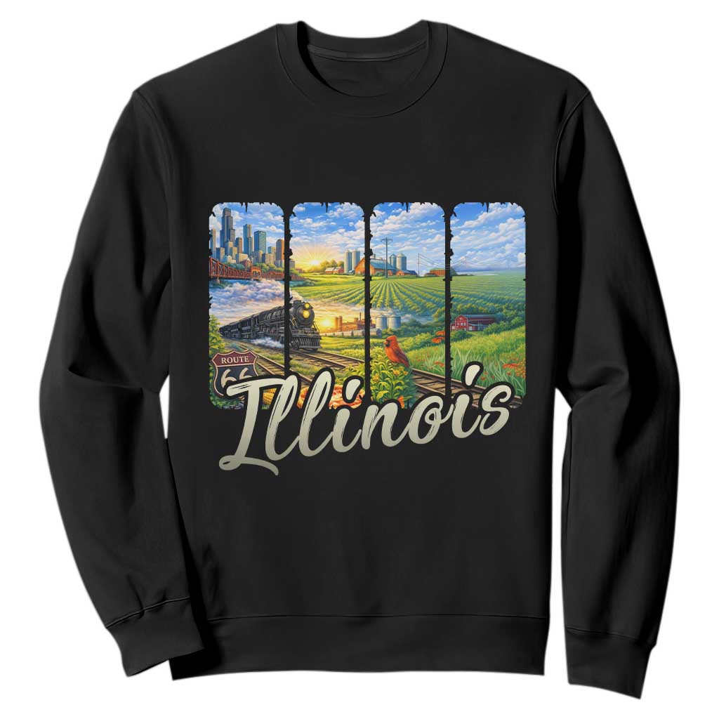 Vintage Illinois State Route Highway 66 Sweatshirt Southwest Souvenir TS12 Black Print Your Wear