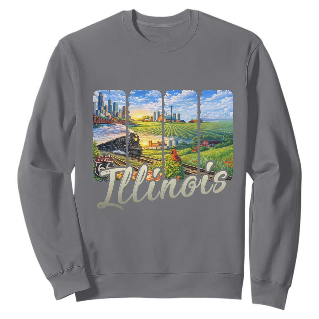 Vintage Illinois State Route Highway 66 Sweatshirt Southwest Souvenir TS12 Charcoal Print Your Wear