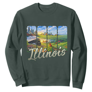Vintage Illinois State Route Highway 66 Sweatshirt Southwest Souvenir TS12 Dark Forest Green Print Your Wear